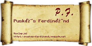 Puskás Ferdinánd névjegykártya